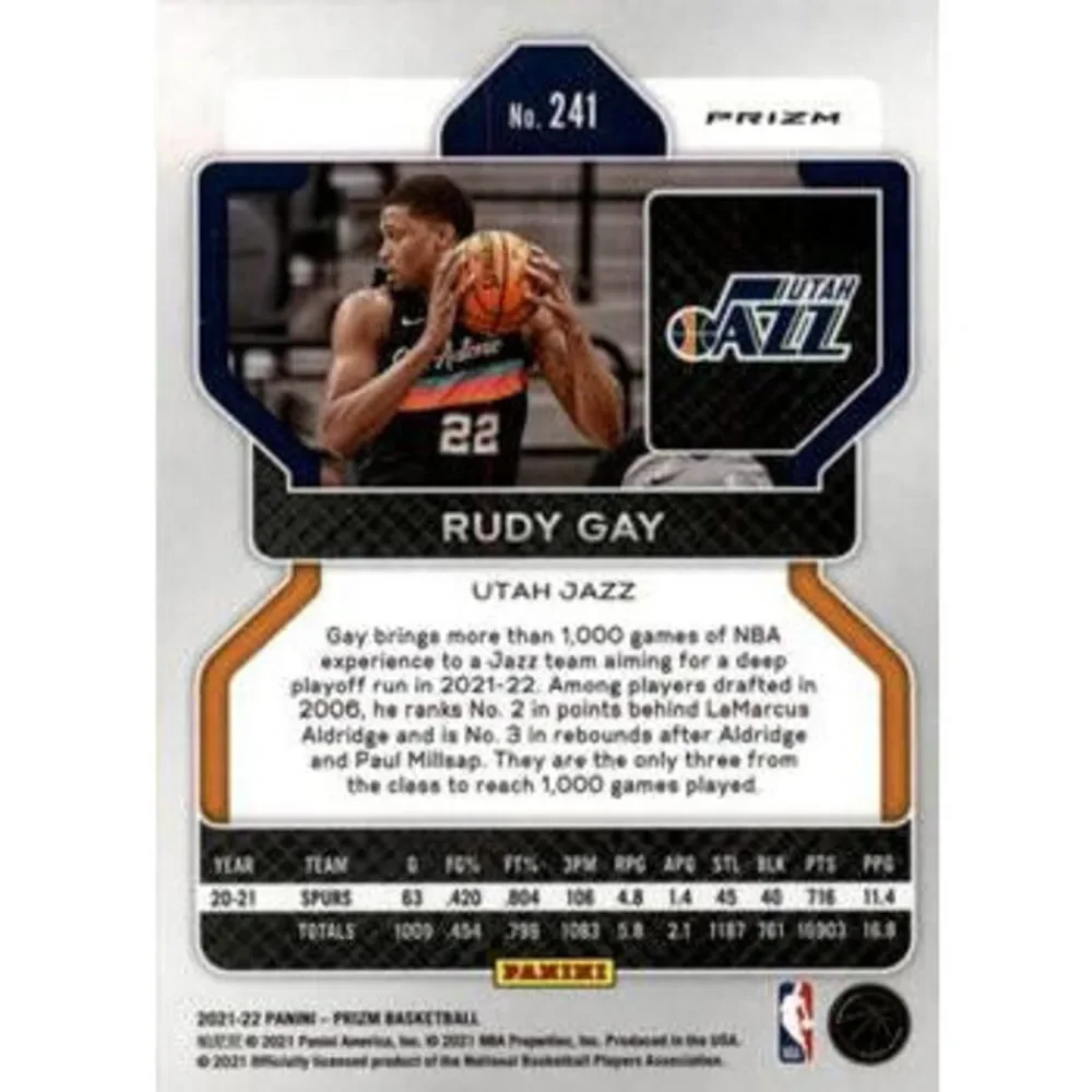 2021-22 Panini Silver Prizm Rudy Gay 241 Utah Jazz
